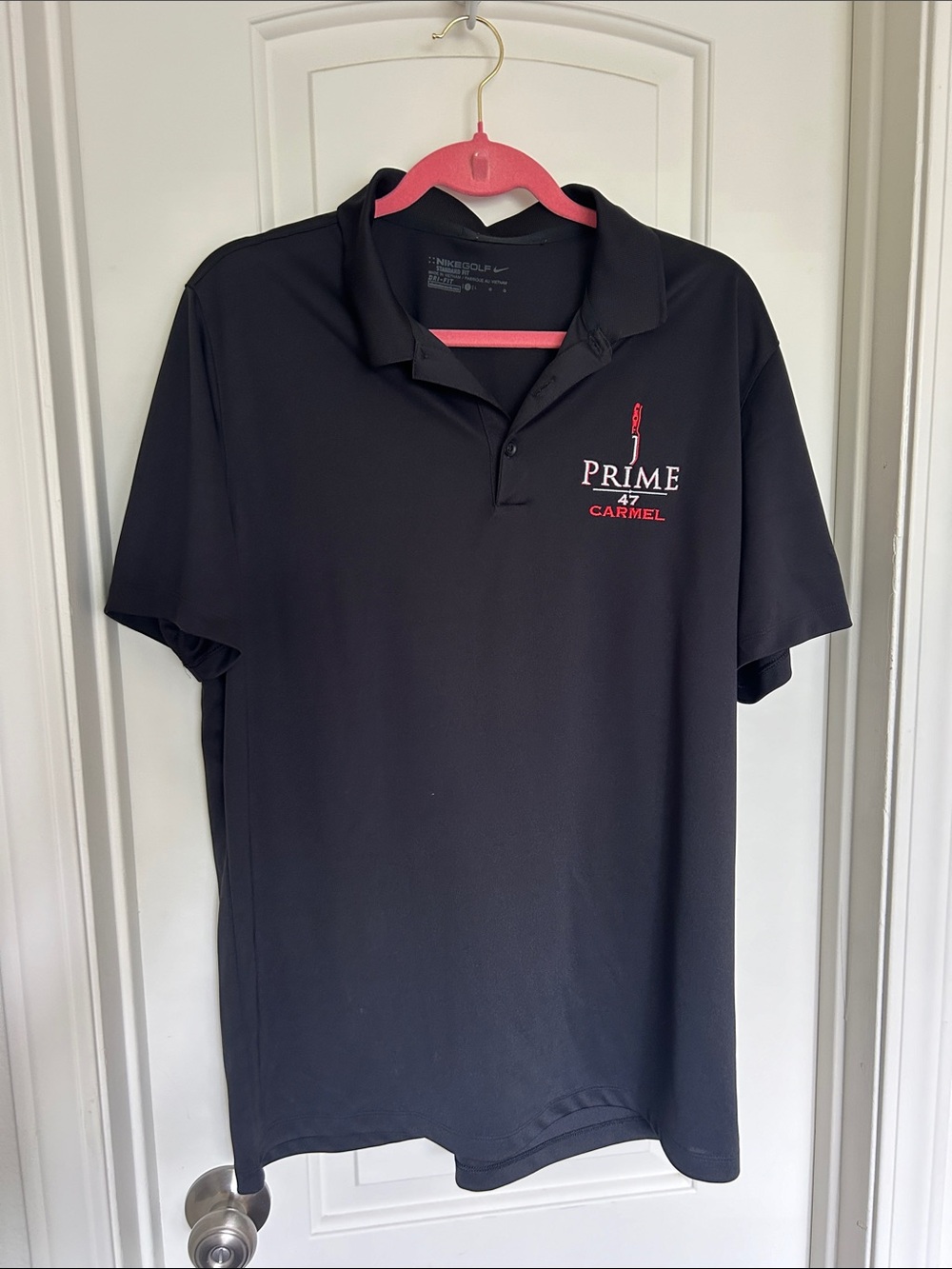 Nike Golf Black Men's Polo with Prime 47 Carmel Logo